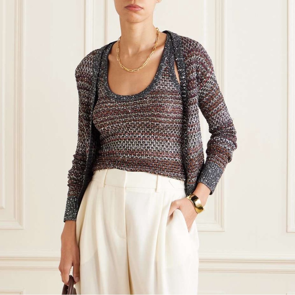 Missoni crochet knit sequin cardigan